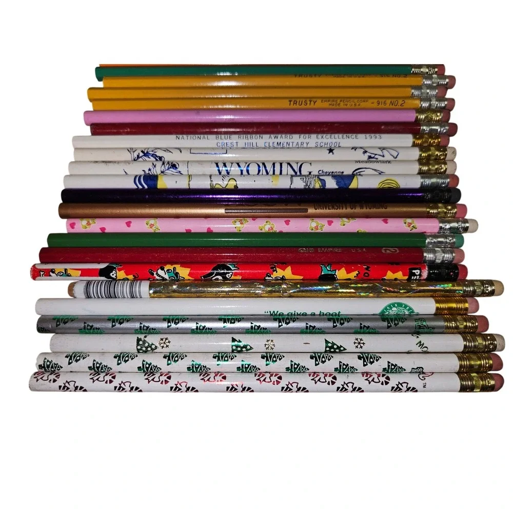Vintage Pencil Lot‎ Mixed Brands Faber-Castell Empire Wyoming Smiley 90s USA 40+